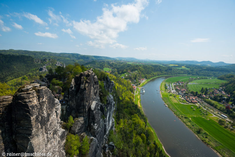 Die Elbe vom vordersten Punkt der Bastei aus